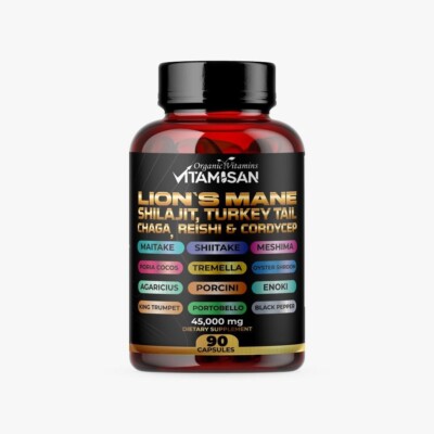 18x Shilajit Asphaltum Fulvic Acid and Mushroom Complex Supplement, Turkey Tail