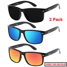 2 Pack Mens Locs Sport Driving Super Dark Flat Top Square Biker Sunglasses