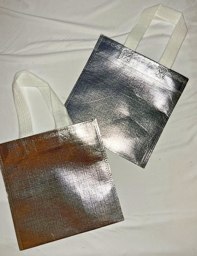 Bolsas/bolsas de regalo pequeñas sin tejer ballena de 8""x8"" ballena de 2 piezas, plateadas reutilizables - Imagen 3 de 6