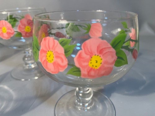Set 4 Franciscan Desert Rose Sherbert Brandy Glasses 16oz. 1940s - Picture 5 of 6