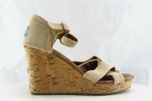Toms Damenschuhe Größe 8 M beige Keilabsatz Stoff - Bild 4 von 7