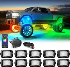 8-24 Pods RGB+IC LED Rock Lights Kit, Underglow Light Kit Wireless Bluetooth APP