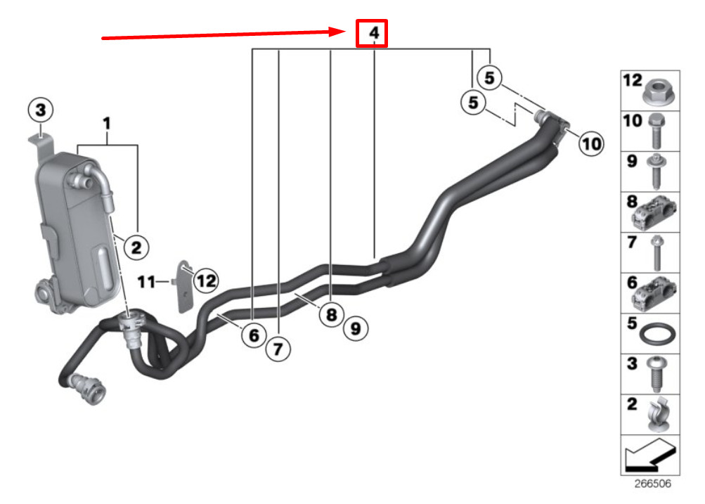 NEW BMW 4 CABRIO F33, F83 OIL COOLER HOSE 17227626316 7626316 14 