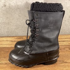 LACROSSE ICEMAN BLACK LEATHER WINTER BOOTS MADE IN USA MENS SZ. 7 EXCELLENT