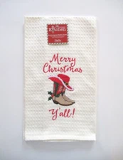 Kay Dee Designs - Christmas Embroidered Waffle Towel - Y'all Boots - NWT