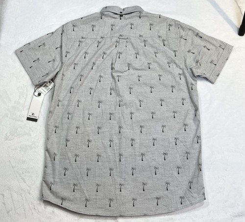 Rip Curl Gray Men's Short Sleeve Palm Tree Button Up Shirt Short Sleeve Size M - Picture 3 of 11