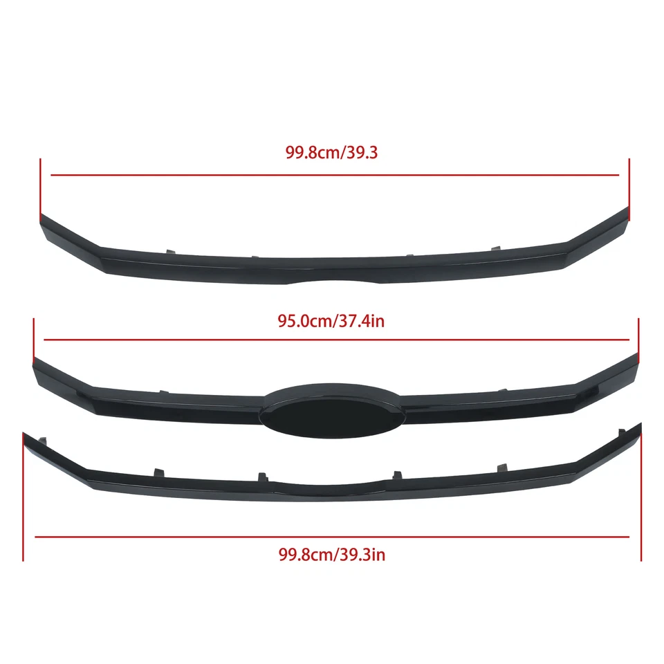 For 2009 2010 2011 2012 Ford Flex Black Front Upper Grille Bar Insert 3Pcs - Изображение 2 из 4
