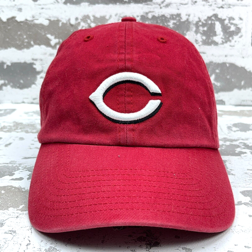 Cincinnati Reds Hat Cap Fitted Size Medium Red White Plain Logo Dad Twill Adult