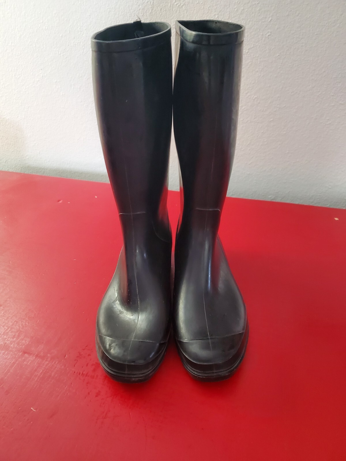 Women's Black Knee High Rubber PullOn Waterproof Rain Boots Size 8 eBay