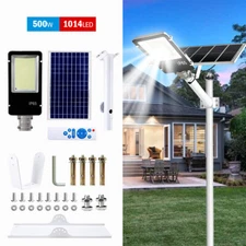 1600W Commercial Solar Street Light IP65 Dusk To Dawn Road LED Lamp+Remote+Arm