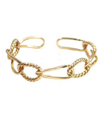 Twisted Loop Open Bangle Bracelet Gold