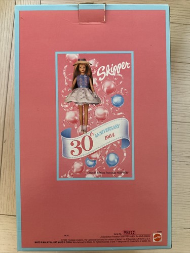 1994 Mattel Barbie 30th Anniversary 1964 Porcelain Skipper Doll New in Box 03903 - Picture 2 of 14