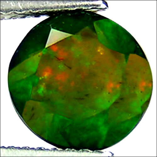 1.48 Ct Natural Ethiopian Black Faceted Opal Gemstone Multi Color Round Cut