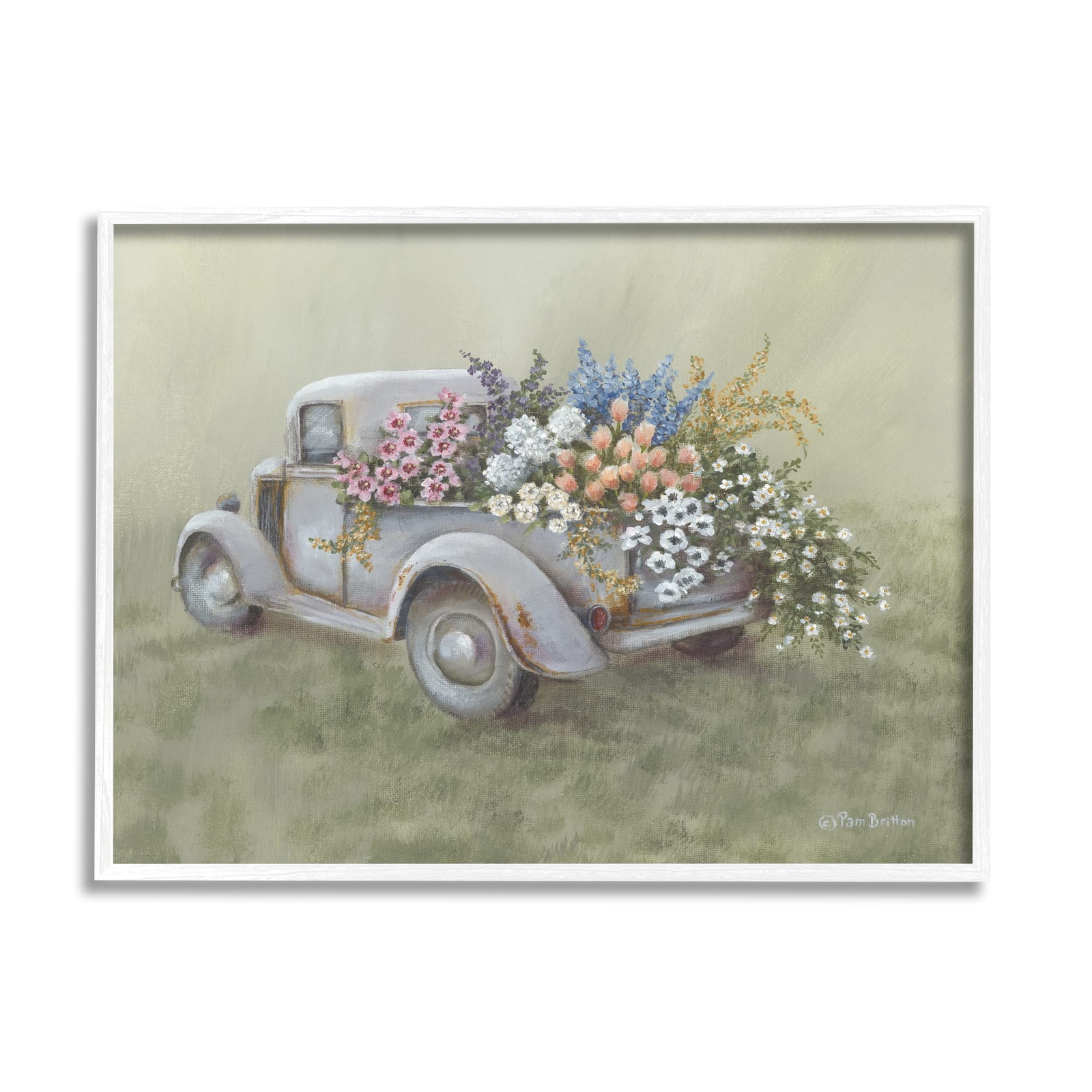 Farmhouse Flower Buggy Car Framed Giclee Art, Design by Pam Britton