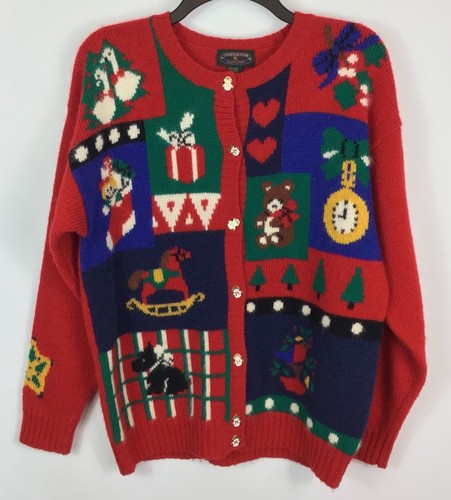 Red Wool Snowman Buttons Ugly Christmas 