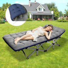 Adult Traveling Cot Folding Camping Bed Military Hiking Cot Padded w/Carry Bag