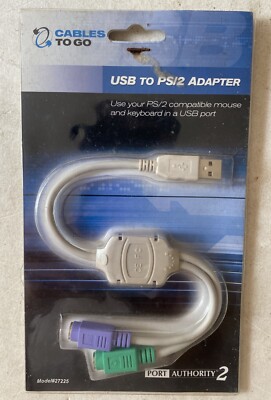 C2G 27225 USB to PS/2 Keyboard/Mouse Adapter Cable Gray