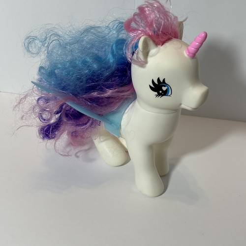 My Little Pony Large 9” White Unicorn Hasbro Rainbow Pink Hair Moon And Cloud - Picture 2 of 5