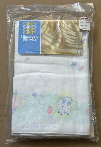 Mantas de recepción de seguridad vintage estampado de cordero 100 % algodón 30"x40” hechas en EE. UU. - Imagen 1 de 5