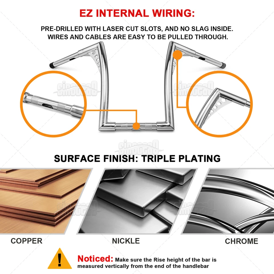 Manillar colgante Ape de 10" 12"" 14" para Yamaha Road Royal Star Virago V-Star 1300 Foto 3 de 4