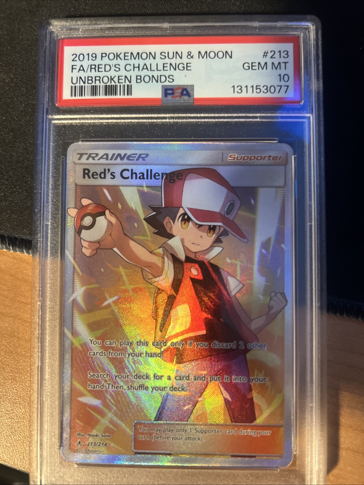 Red's Challenge (Full Art) 213/214 Sm-Unbroken Bonds Holo - PSA 10
