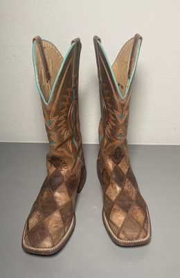 #ad Horse Power Men#x27;s Patchwork Western Boot Size 9.5 D Square Toe HP1053 $149.00