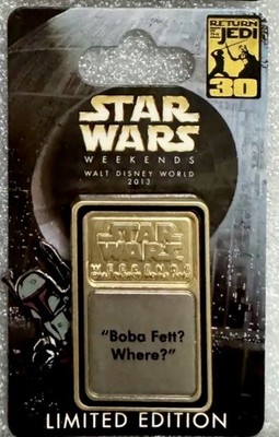 WDW Star Wars Weekend 2013 Pivot Boba Fett Han Solo LE 1500 Disney Pin