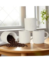 DeeCoo Matte White Coffee Mugs Set of 4