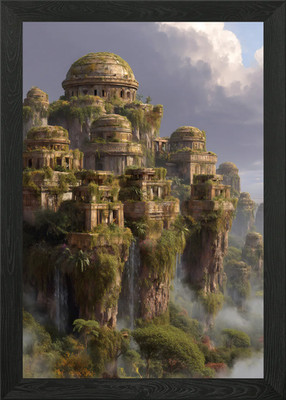 Antike Klippen Tempel Ruinen gerahmtes Wandbild Poster Leinwanddruck Bild