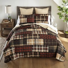 Donna Sharp LJ Plaid Rustic Country Cotton King 3 PC Ragged Edge Quilt Set
