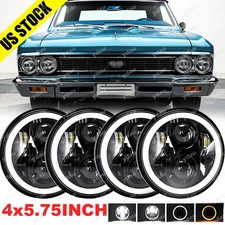 4pcs 5-34 5.75 80w Led Headlights Hilo Beam Drl For Chevy Corvette Chevelle