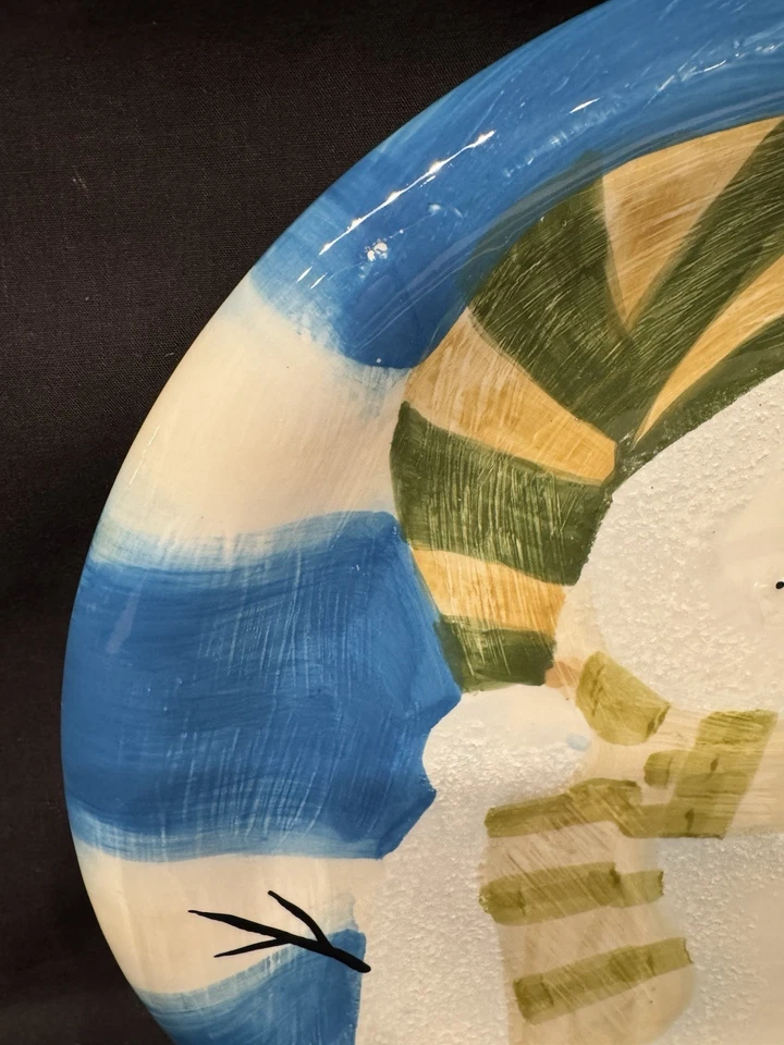 Sakura Oneida "Wintergreen" 10-3/4" Plate Zulauf Designs Snowman Blue White NEW! - Image 2 of 4