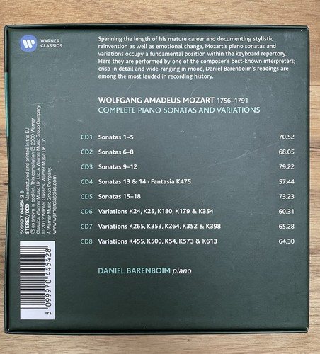Mozart COMPLETE PIANO SONATAS AND VARIATIONS; 8 CD; Daniel Barenboim - Bild 2 von 2