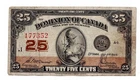 1923 CANADA 25 CENTS SHINPLASTER - p11c F