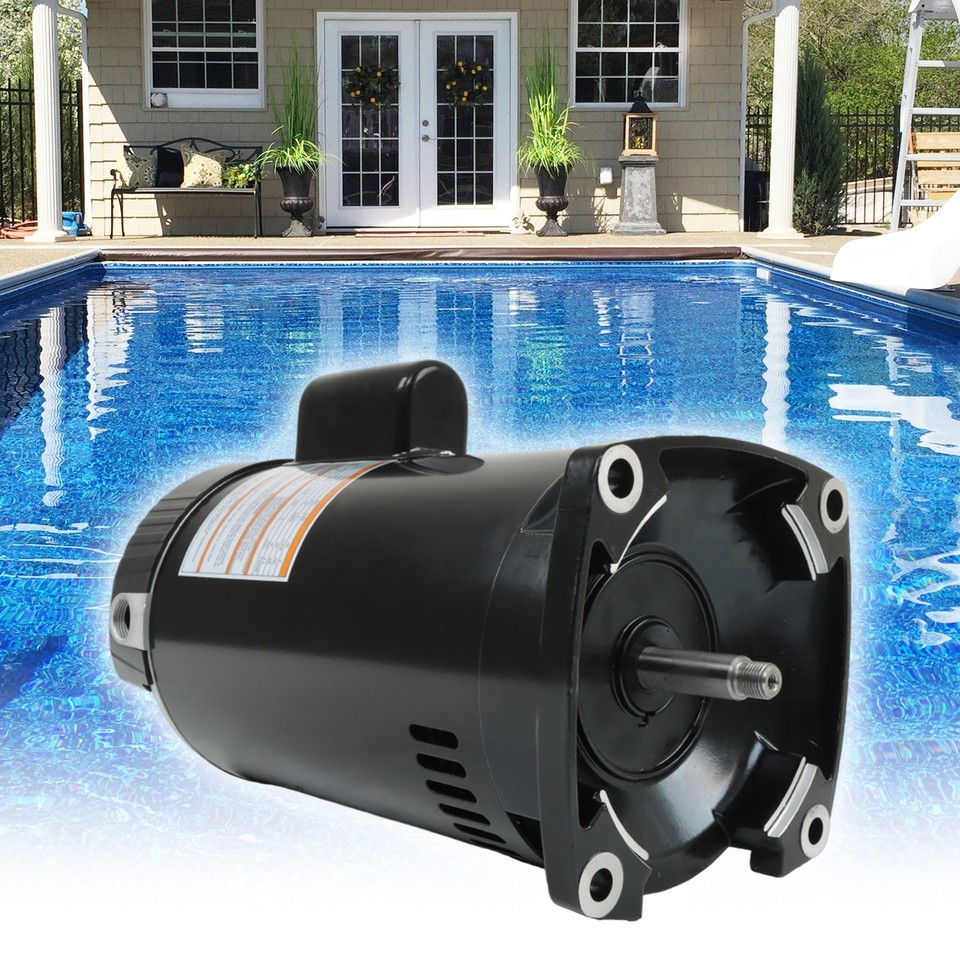 2HP Square Flange Pool Pump Motor 230V B2855 Threaded Shaft Swimming ...