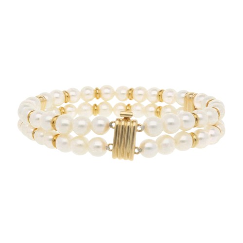 TASAKI Bracelet K18 yellow gold Pearl diamond 0.09ct used - Picture 4 of 7