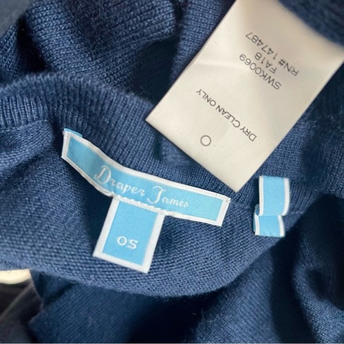 Suéter Suéter Cárdigan Draper James Azul Marino Tejido Túnica Preppy Talla Libre Poncho - Imagen 5 de 6