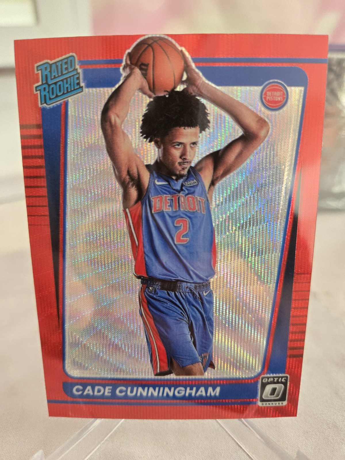 2021-22 Panini Donruss Optic Cade Cunningham Red Wave Rookie RC #161 Pistons