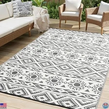 Outdoor Rug Waterproof 5x8 ft, Reversible Outdoor Plastic Straw Rug Patio Rug,