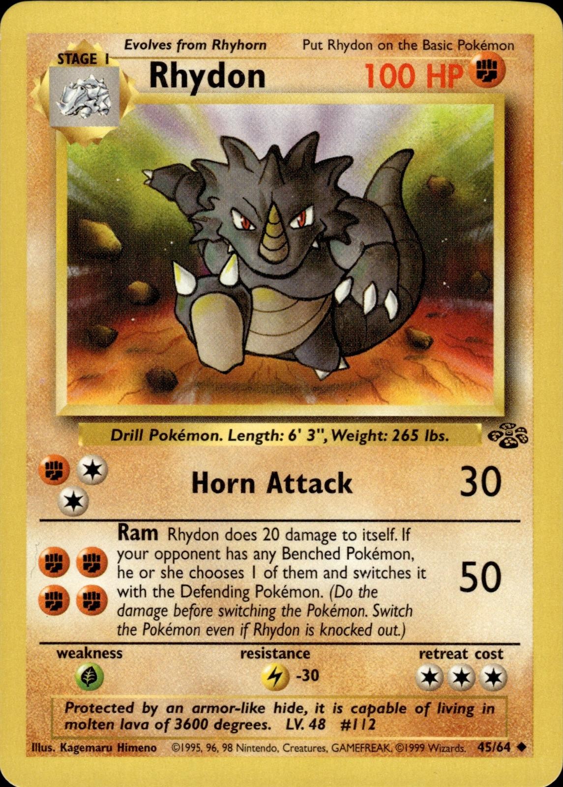 Pokemon Jungle Uncommon Rhydon 45/64 - Near Mint (NM)