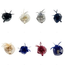 Small Curly Clip-on Sinamay Fascinator with Feather Flower