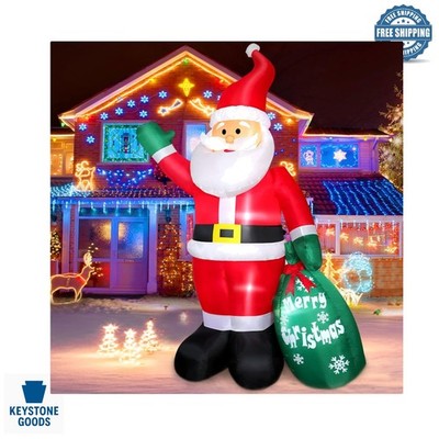 8FT Inflatable Santa Claus with Lights & Gift Bag - Outdoor Xmas Decor