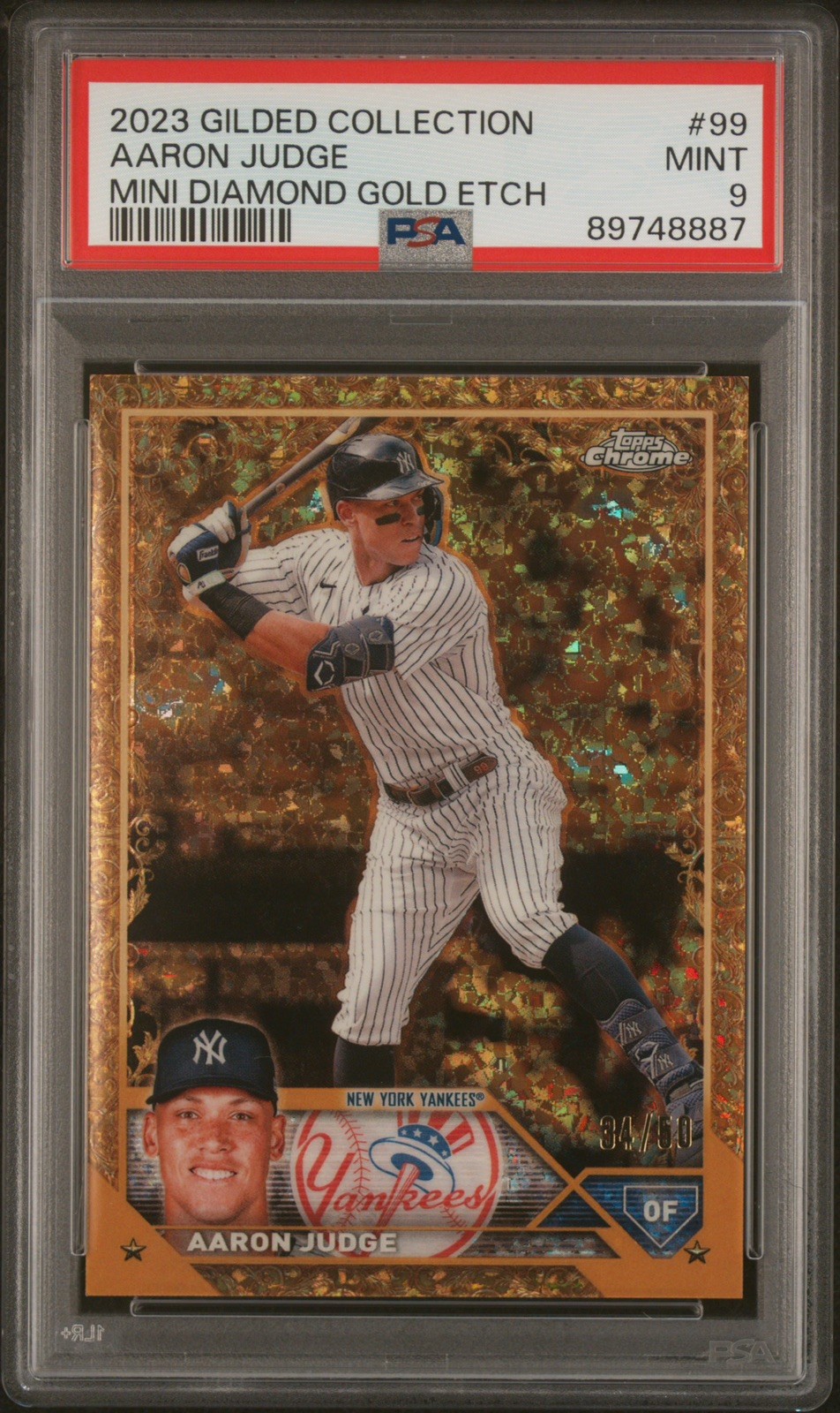 Aaron Judge 2023 Topps Gilded Collection MINI DIAMOND GOLD ETCH /50 PSA 9 pop 3