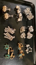 10 Sets Of Sparkly Clip On Vintage Earrings
