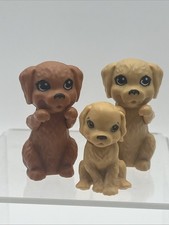 lot of 3 Barbie Pet Dog Figure Tan Golden Retriever Puppy red yellow begging sit