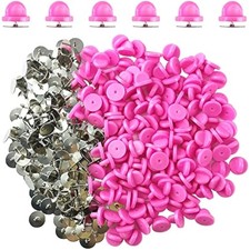200 Pieces/100 Set Rubber Pin Backs with Tie Tacks Blank Pins, PVC Rub