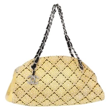 Chanel Just Mademoiselle Bag Woven Stitch Patent Yellow Patent_Leather Shoulder