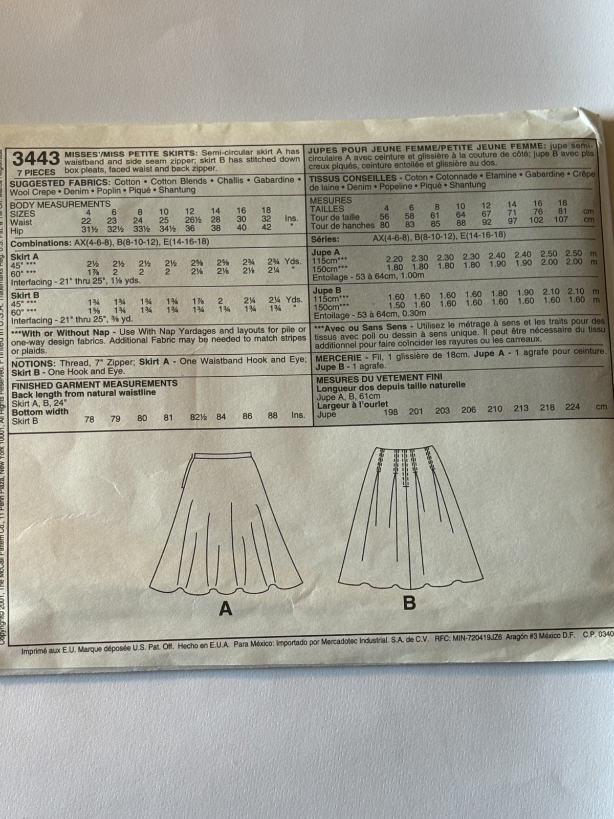 New Ucut Misses Size 14-18 Skirts Sewing Pattern, McCall's 3443 | eBay