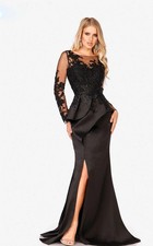 NWT Terani Couture Formal Gown Lace 231M0482 Dress MOB MOG Black size 4
