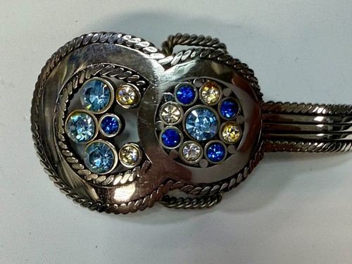 Guitar Shaped Welders Art Blue Colorful Accents Jeweled Artisan Belt Buckle - Picture 18 of 21